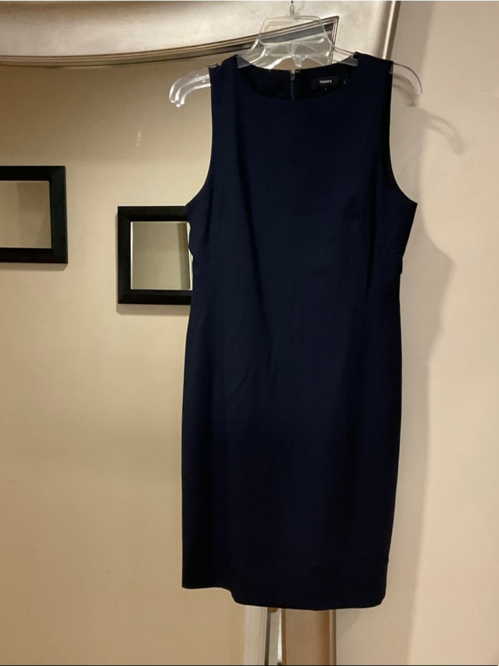 Theory Navy Sleeveless Midi Sheath Dress SZ 8